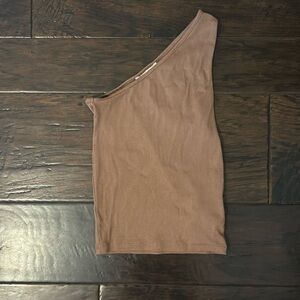 Brown One shoulder Tank